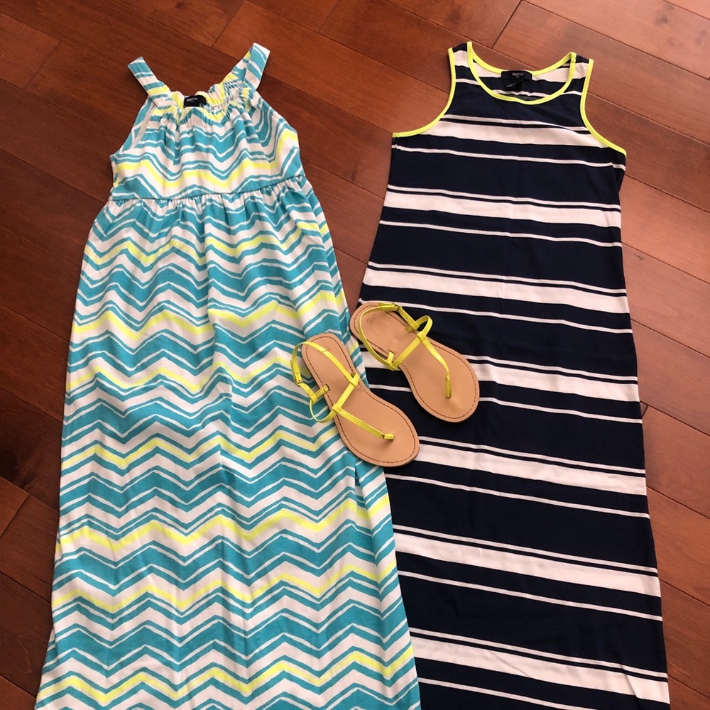 2 maxi dresses w/coordinating sandals.